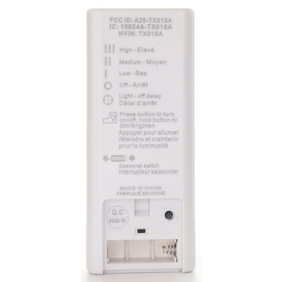 Anderic RRTX015 Replacement Ceiling Fan Remote Control for Harbor Breeze | 434.92 MHz - A25-TX015A