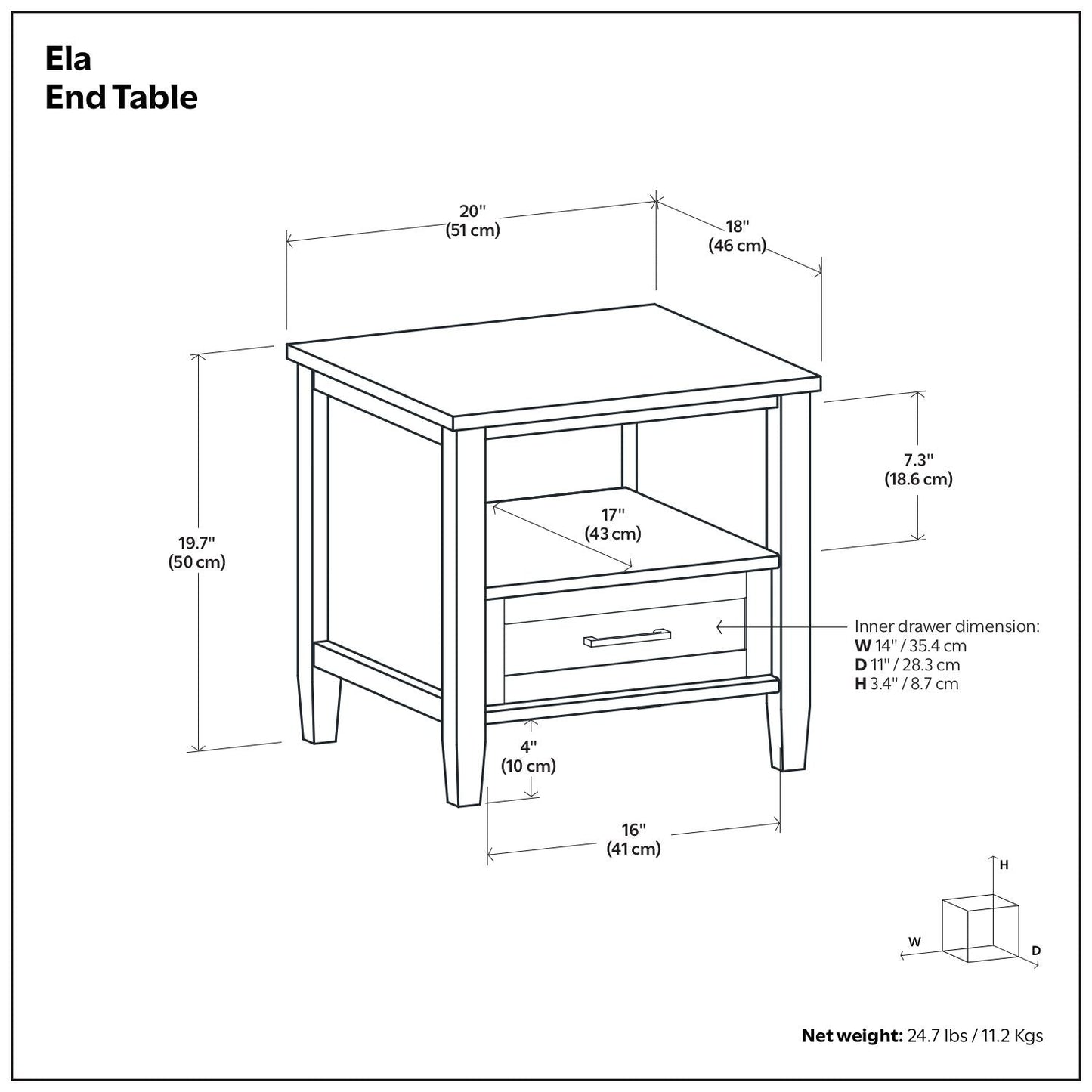 Ela - End Table - Brown