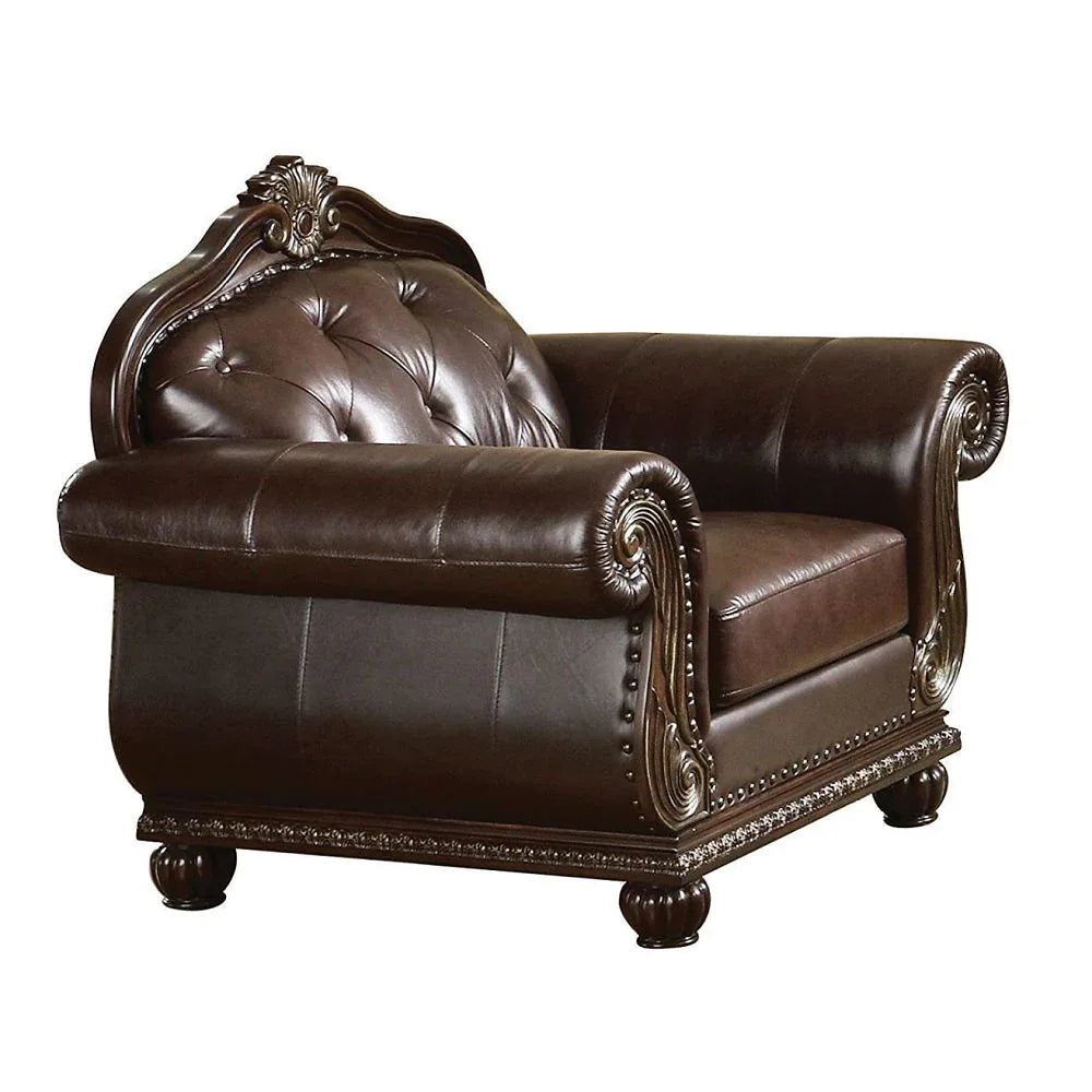 Anondale - Chair - Espresso Top Grain Leather Match & Cherry