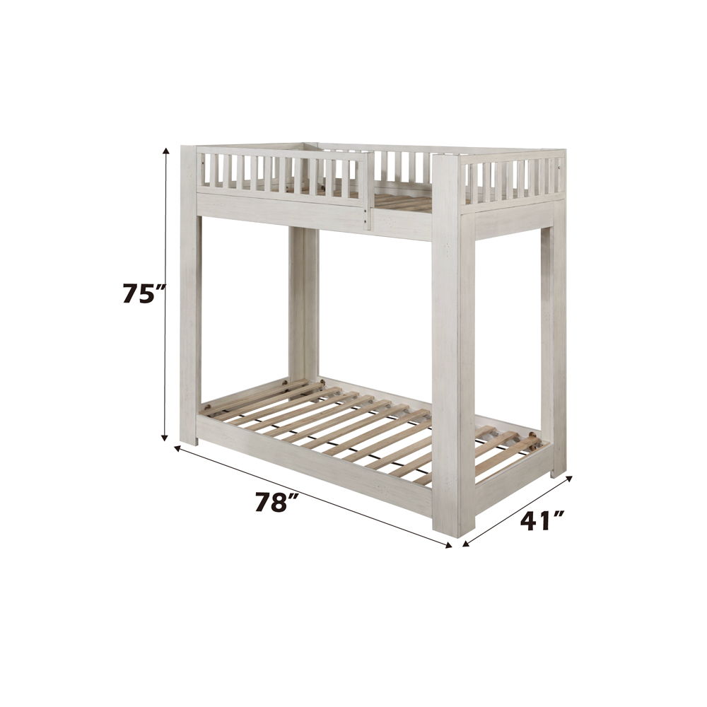 Cedro - Twin Over Twin Bunk Bed - Weathered White