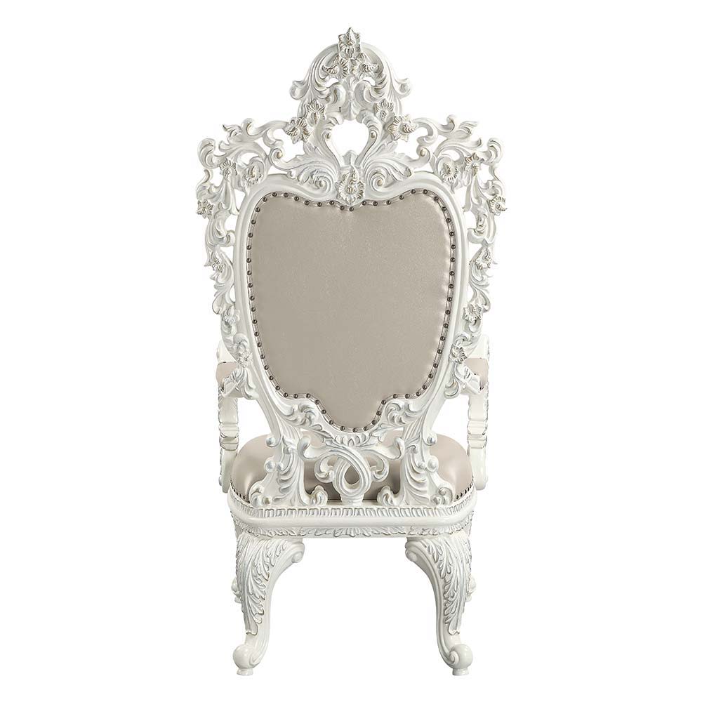 Vanaheim - Arm Chair (Set of 2) - Beige Synthetic Leather & Antique White