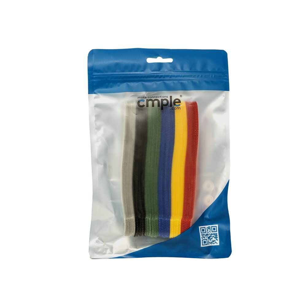 Cmple - 50PCS Reusable Cable Ties, Nylon Adjustable Cord Organizer Ties, Multi-Purpose Hook Loop Cable Management Wire Ties, 6-inch Black