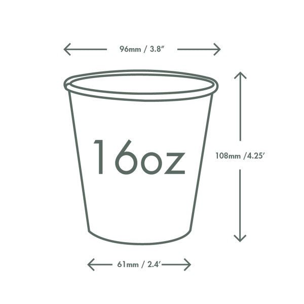 Vegware 16oz PLA-lined paper cold cup, 96-Series (QTY:1000)
