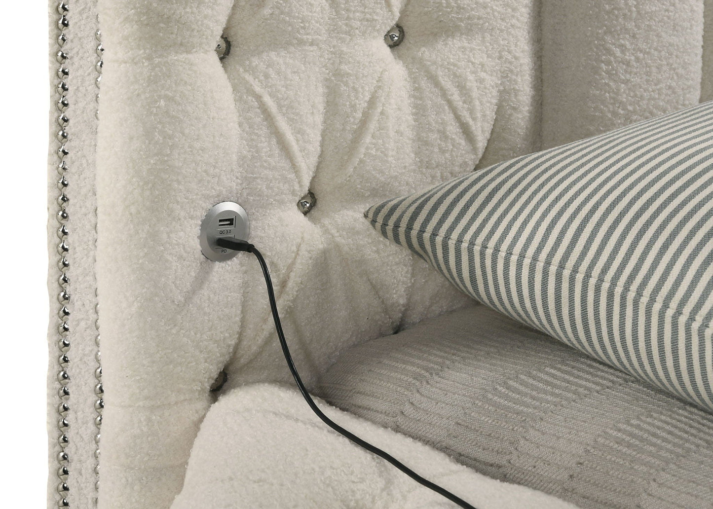 Sonya 5-piece Upholstered Queen Bedroom Set Ivory