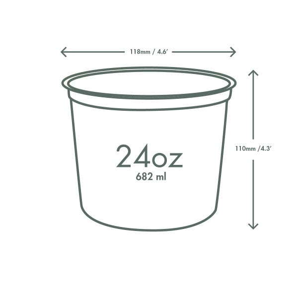Vegware 24 oz PLA Round Deli Container (QTY 500), SKU CF-DC-24