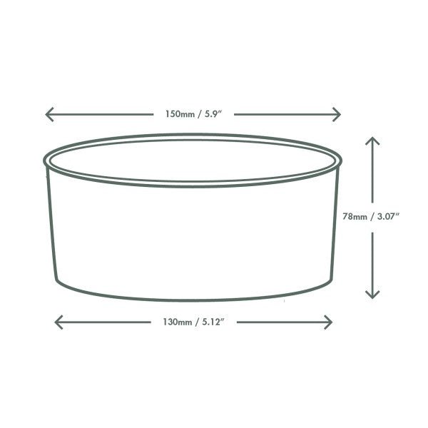 Vegware 34oz/1000ml round kraft food container, 150-Series (QTY:300)
