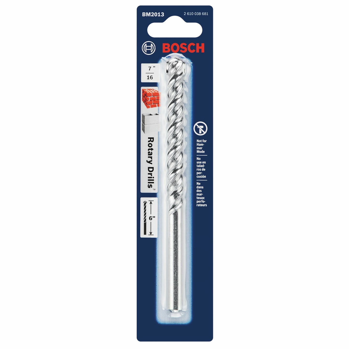 BOSCH BM2013 7/16 In. X 4 In. X 6 In. Fast Spiral Rotary Masonry Drill Bit