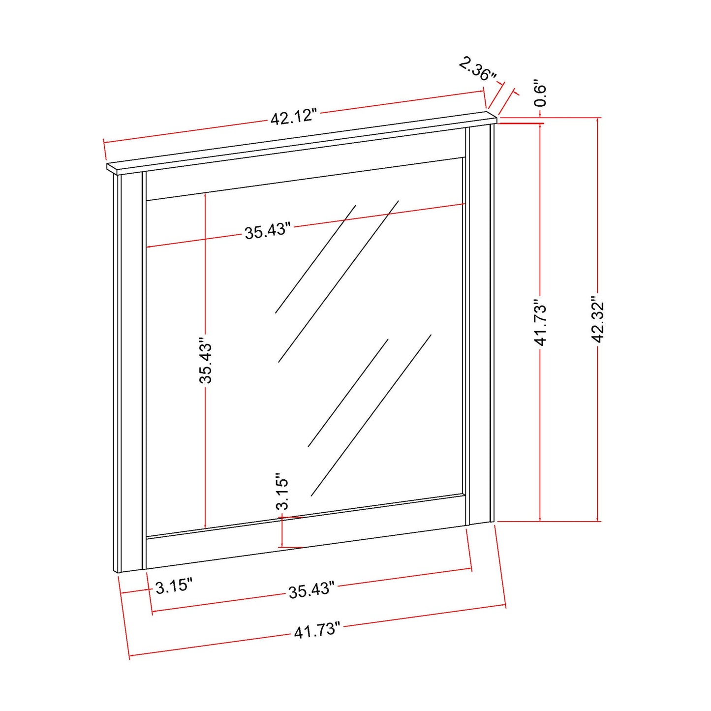 Lorenzo - Large Scale Mirror With Sleek Frame And Glittered Detailing - Silver