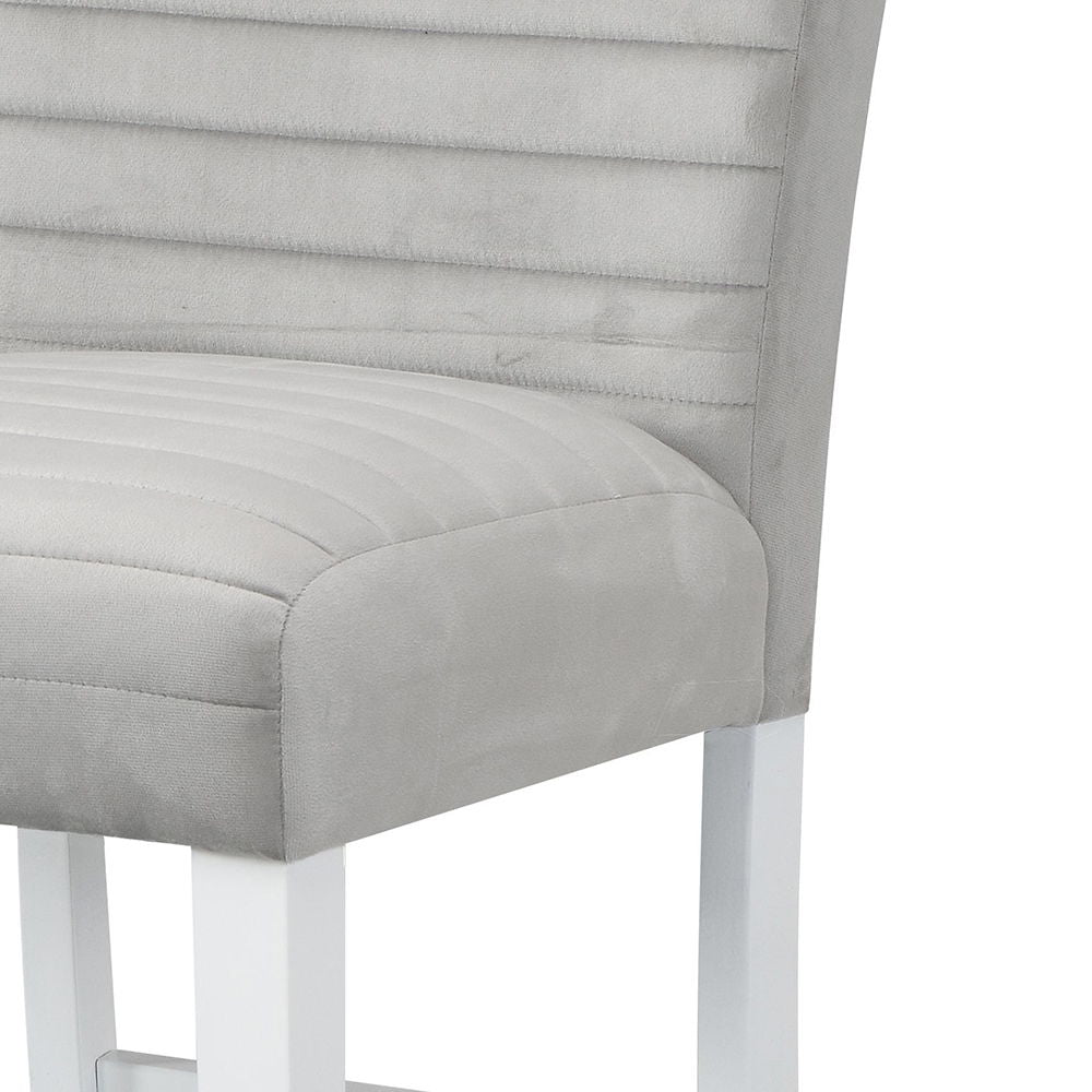 Elizaveta - Counter Height Chair (Set of 2) - Gray Velvet &White High Gloss