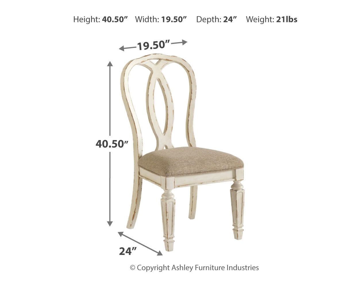 Realyn - Dining UPH Side Chair (Set of 2) - Ribbonback - Chipped White
