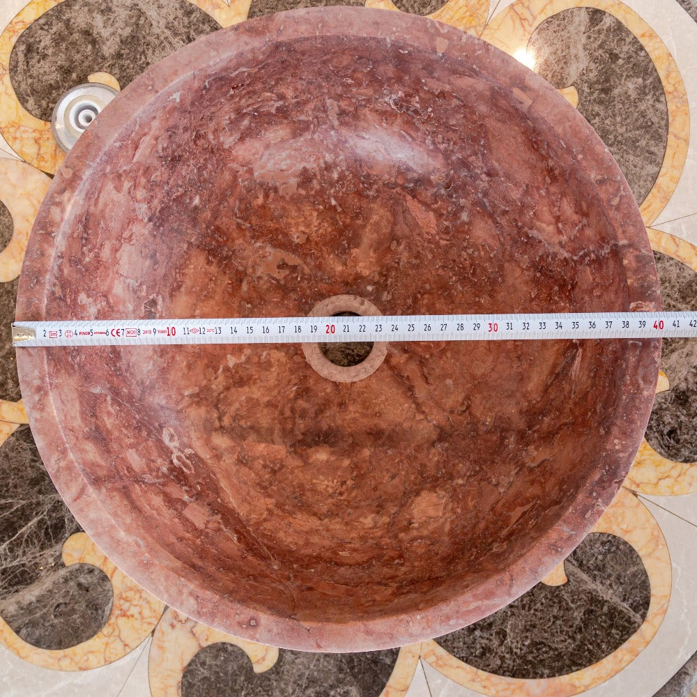 Premium Red Travertine Natural Stone Vessel Sink Honed Matte 16x6