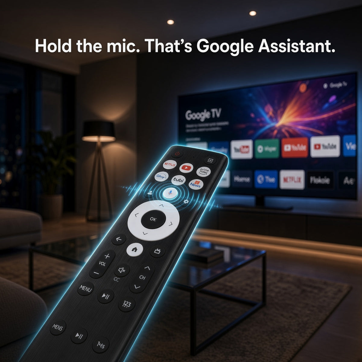 Hisense ERF6B80HL Google Voice TV Remote Control | RF585A-T1-03 | A7 Series | U8 Series - ERF6B80HL