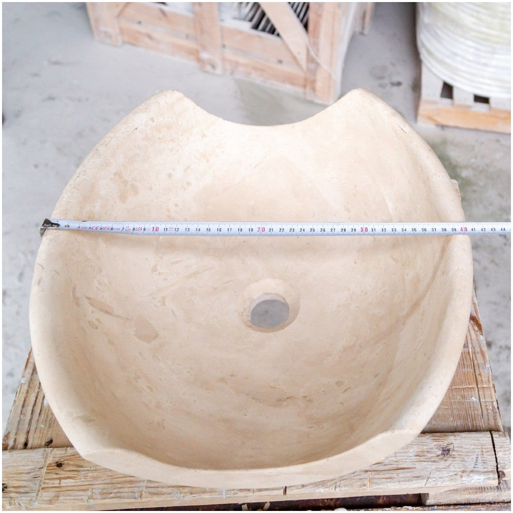 Travertine Natural Stone Vessel Sink Bowl Light Beige 16x16x6