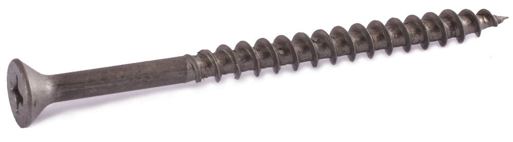 8 x 1 1/4 Phillips Flat Particle Board Screw Plain Lubed - Carton (8,000)
