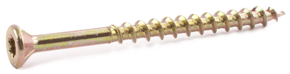 8 x 2 Star Flat Decking Screws w/ NIBS Yellow Zinc Plated T17 - Carton (3500)