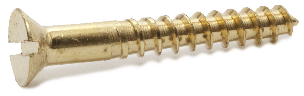8 x 1 Slotted Flat Wood Screw Brass
