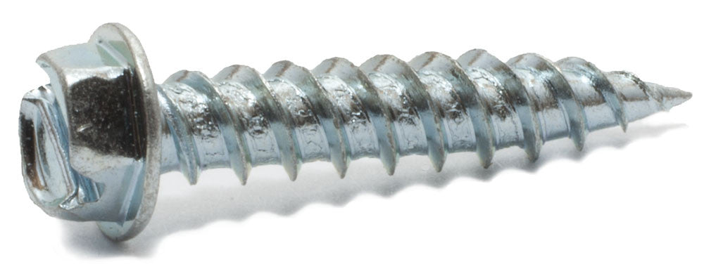 8 x 1 1/2 Slotted Hex Washer Self Piercing Screw Zinc Plated