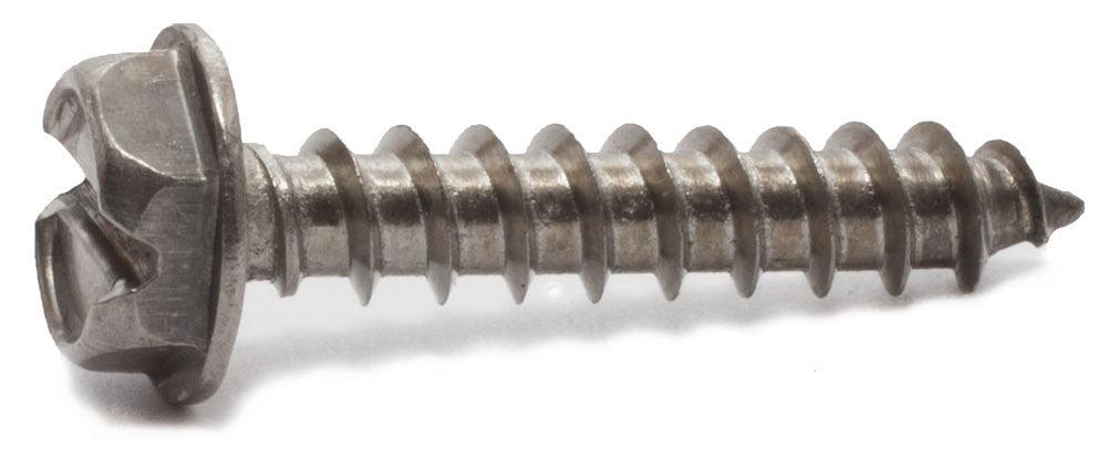 12 x 3/4 Slotted Hex Washer Head Sheet Metal Screw 18-8 SS