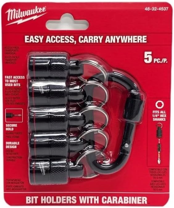 Milwaukee Electric - 5PC BIT HOLDER WITH CARABINER