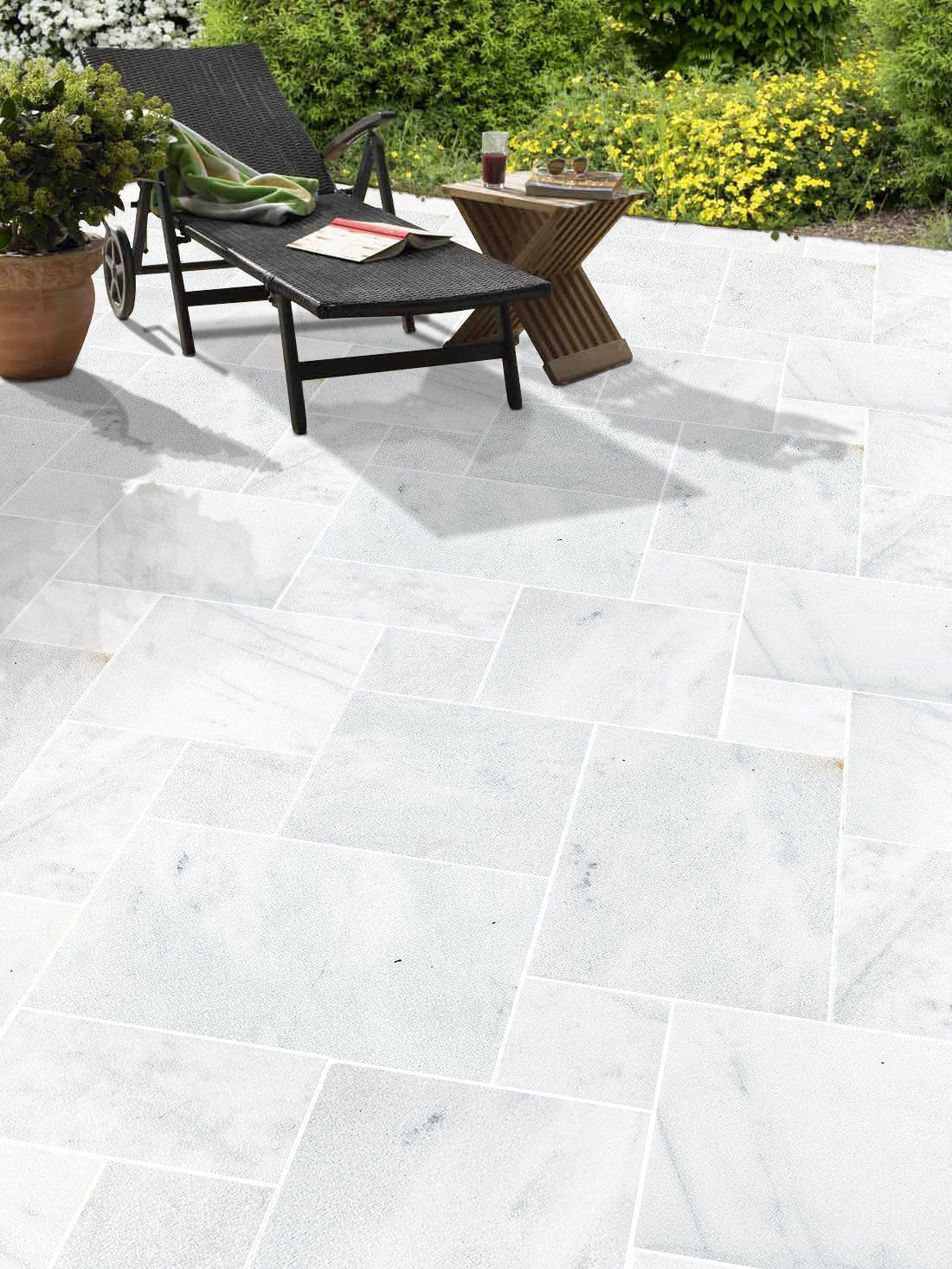 Turkish Carrara White Marble Sand-Blasted Pavers