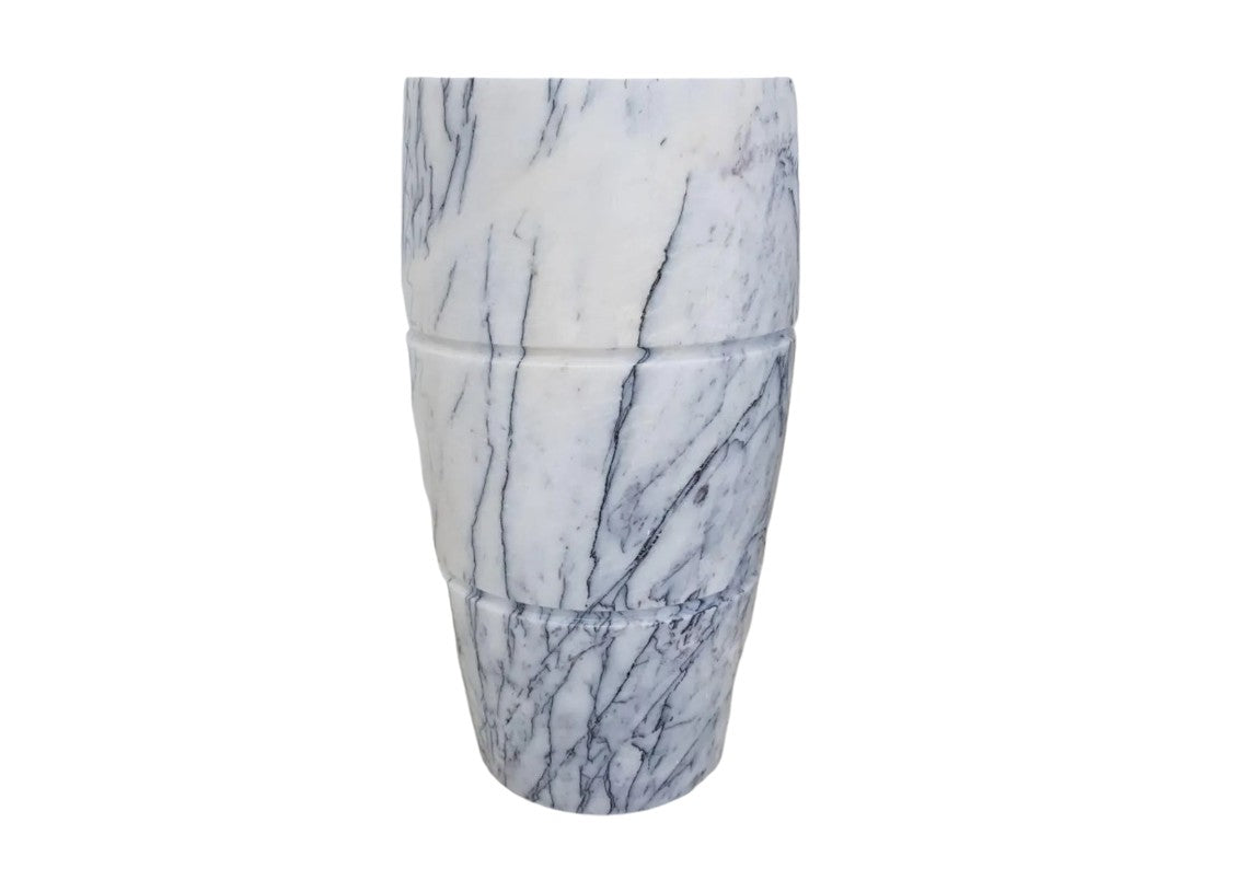 Turkish Marble Curved Pedestal Sink - Sculptural Design 22x34