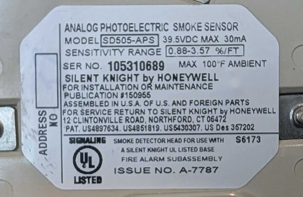 Silent Knight SD505-APS Smoke Detector (Refurbished - 90 Day Warranty)