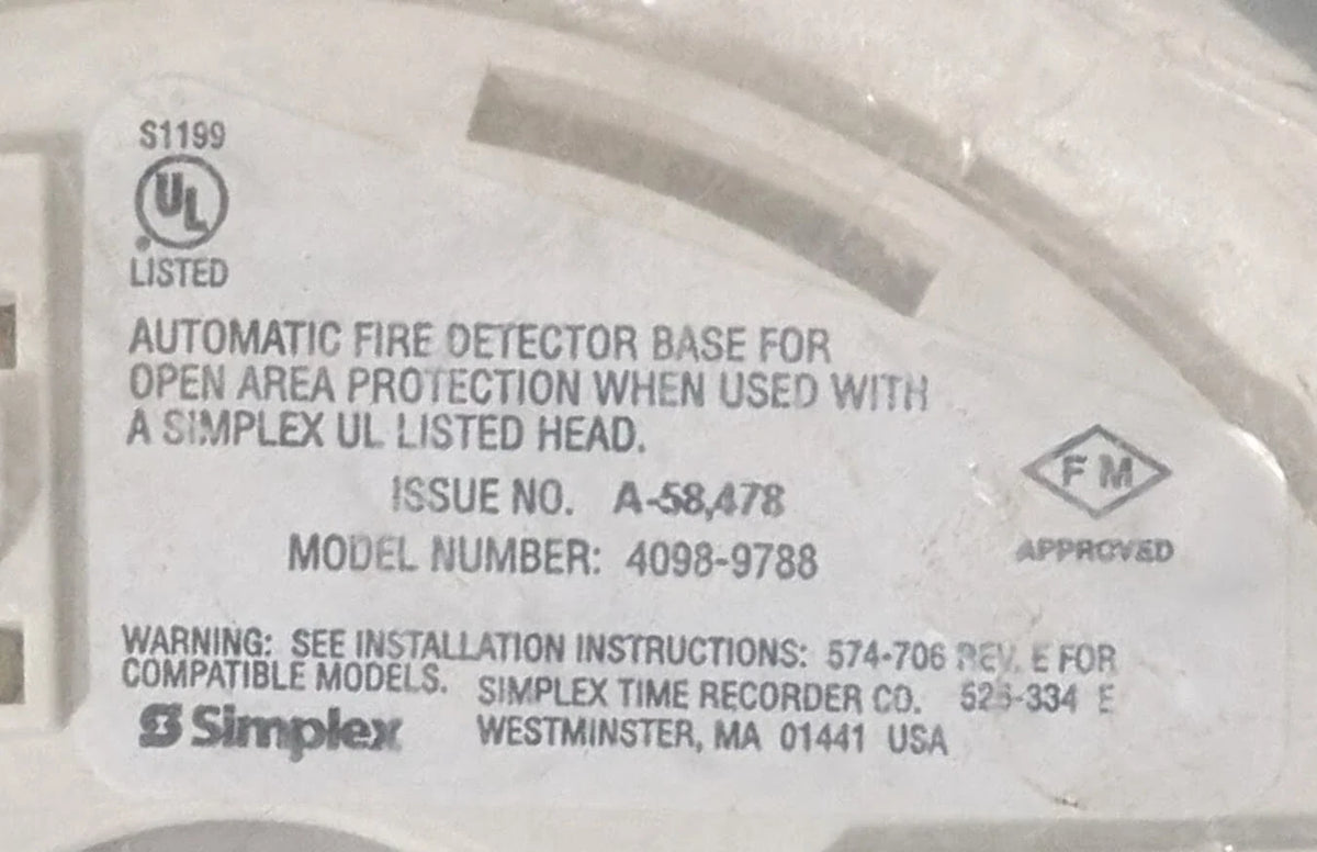 Simplex 4098-9788 Smoke Detector Base