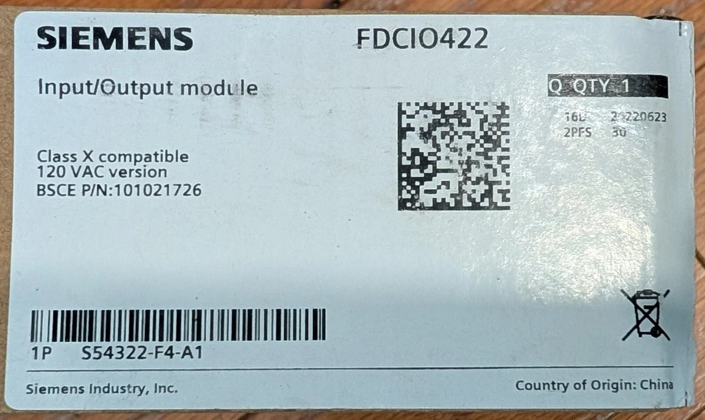 Siemens FDCIO422 Addressable I/O Input/Output Module