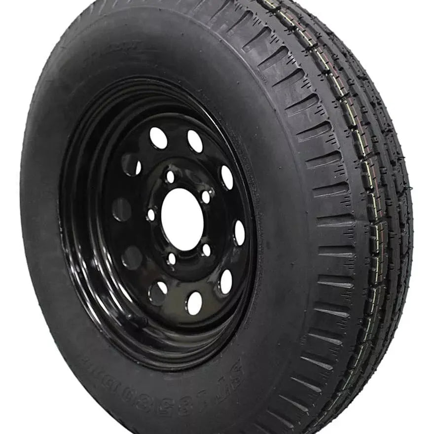 Antego ST185/80D13 Bias Trailer Tire & Black Modular Wheel Assemblies, 6 Ply, 4-Pack