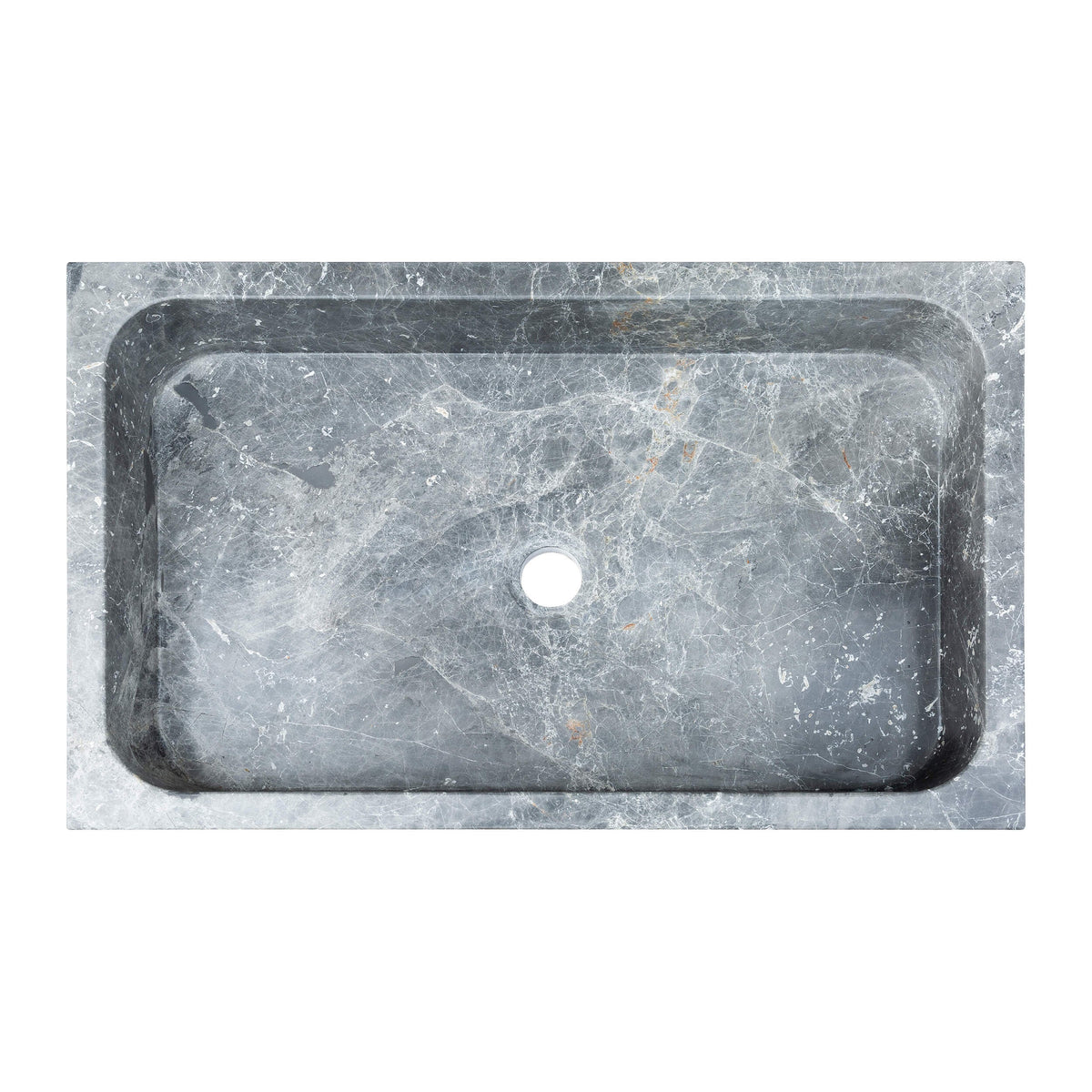 Gray Marble Rectangular Vessel Above Vanity Bathroom Sink 15x24 Polished