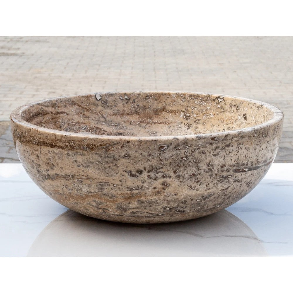 Valencia Beige Travertine Vessel Sink Filled Polished 16 x 6