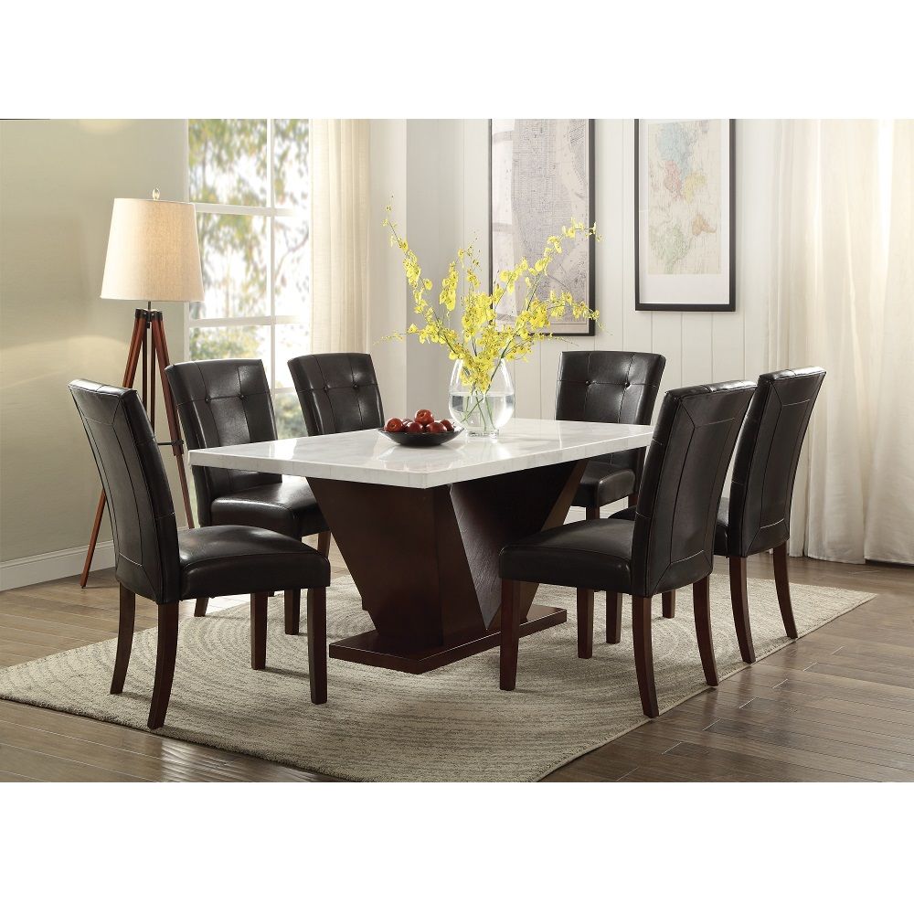 Britney - 20" Side Chair (Set of 2) - Espresso Synthetic Leather & Walnut