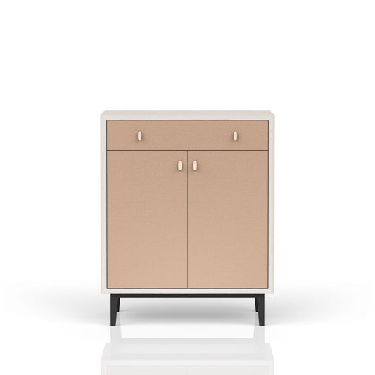 Bar Cabinet With Large Storage - White / Pecan