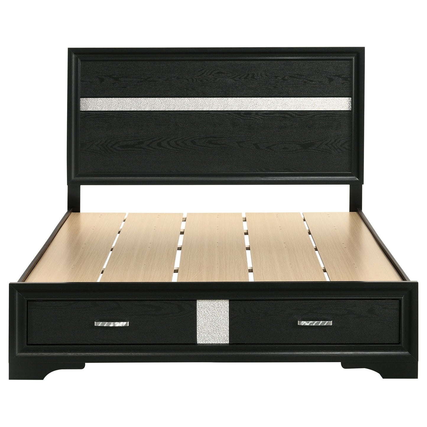 Miranda 51-inch Wood Queen Storage Panel Bed Black