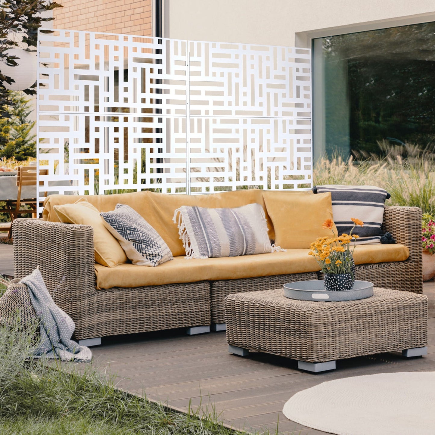 Decorative Freestanding Metal Privacy Screen For Indoor & Outdoor Use