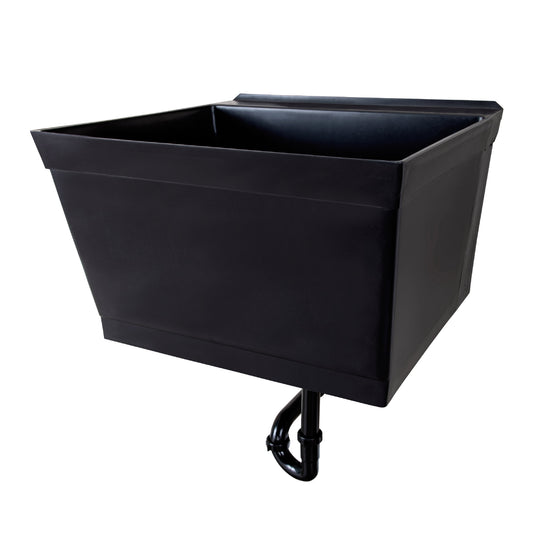 Tehila Standard Wall-Mounted Black Utility Sink, Water Supply Lines Included