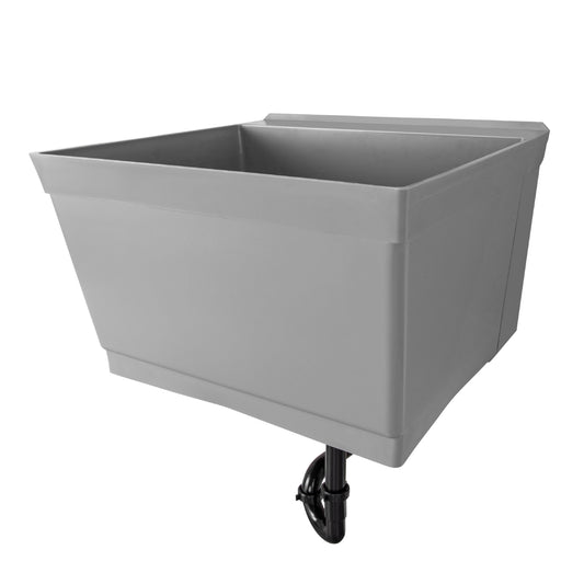 Tehila Standard Wall-Mounted Grey Utility Sink, Water Supply Lines Included