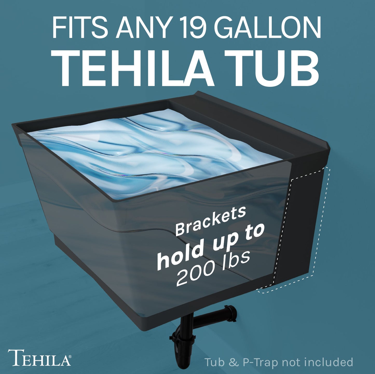 Tehila Black Wall Mounting Kit for Tehila Standard Sinks