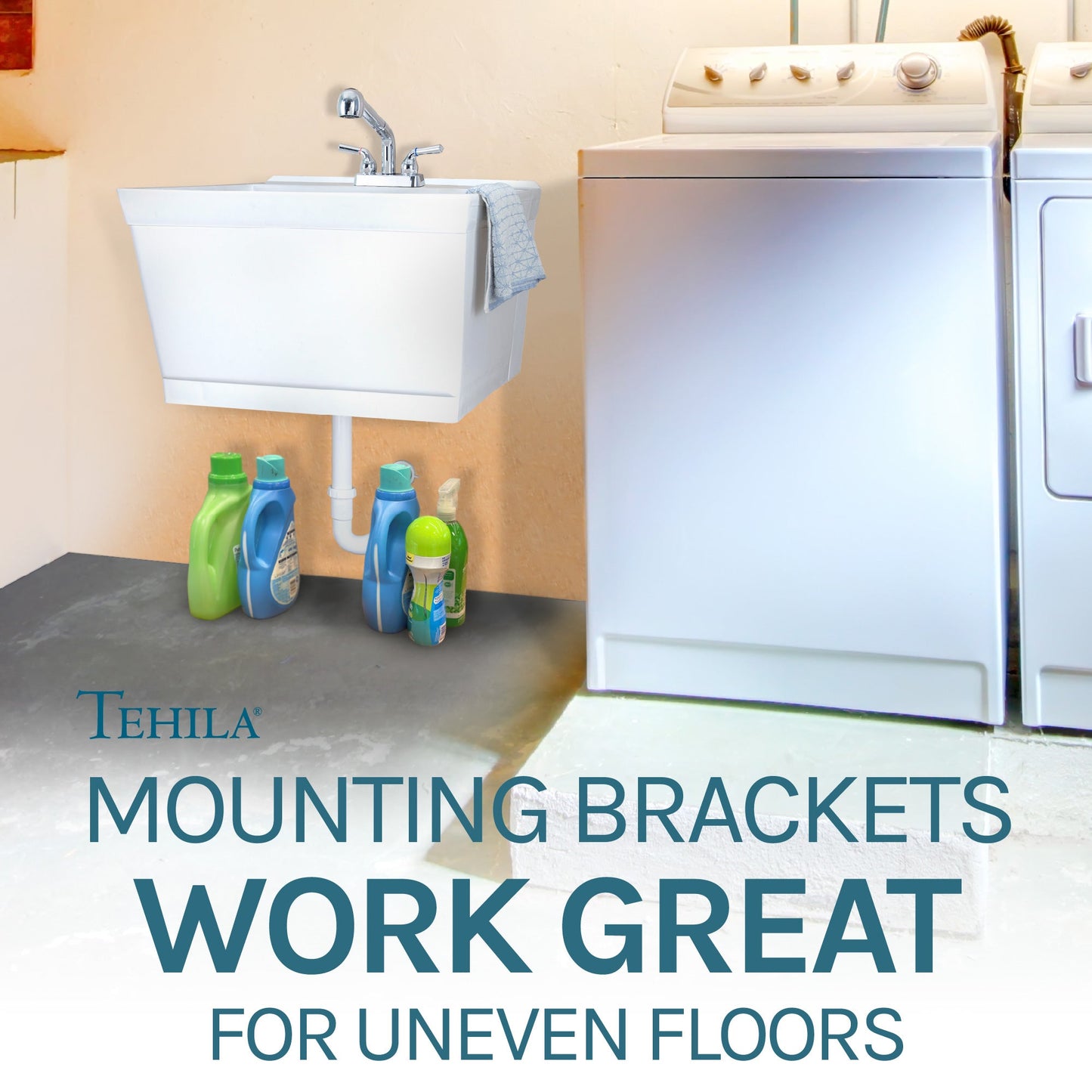 Tehila White Wall Mounting Kit for Tehila Standard Sinks