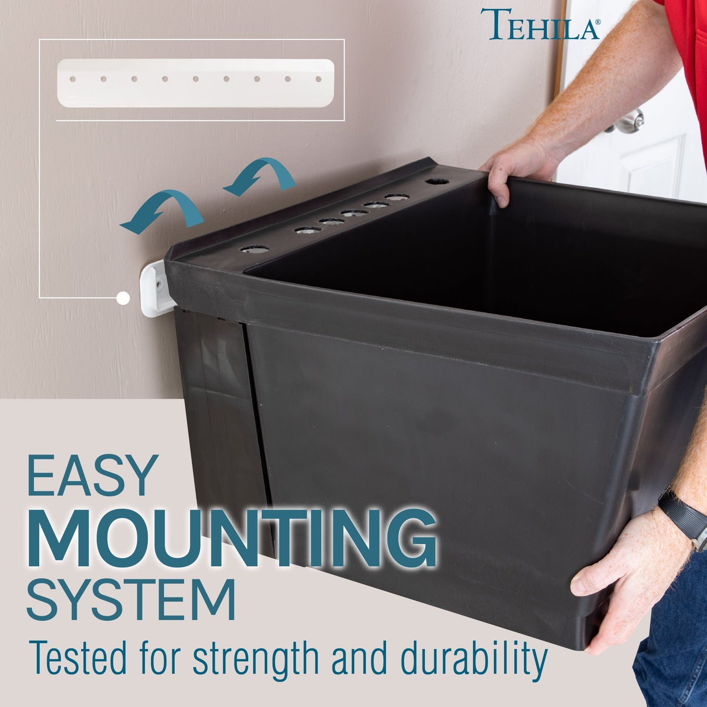 Tehila Standard Wall-Mounted Black Utility Sink, Water Supply Lines Included
