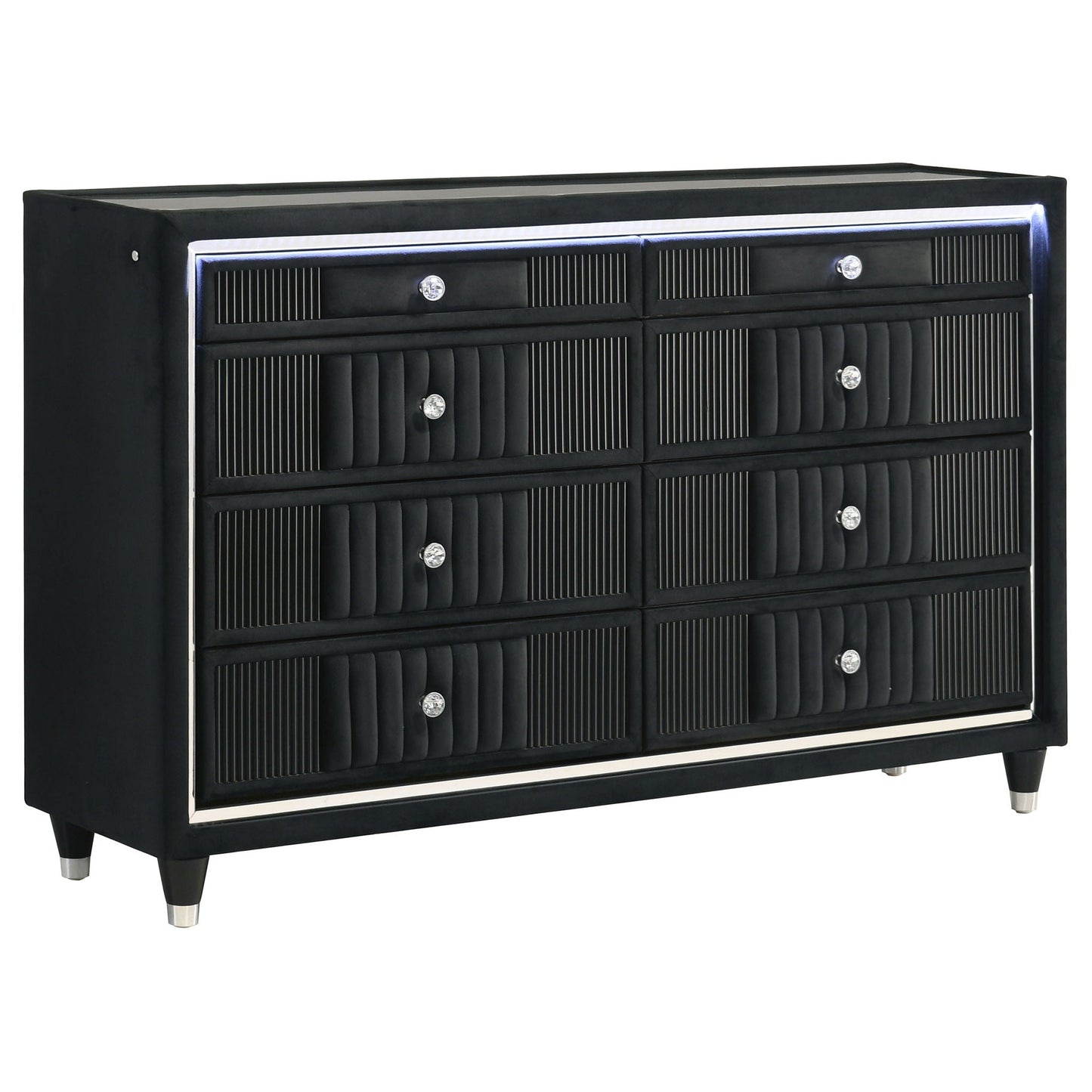 Ravenne 5-piece Velvet Upholstered Eastern King LED Bedroom Set Black