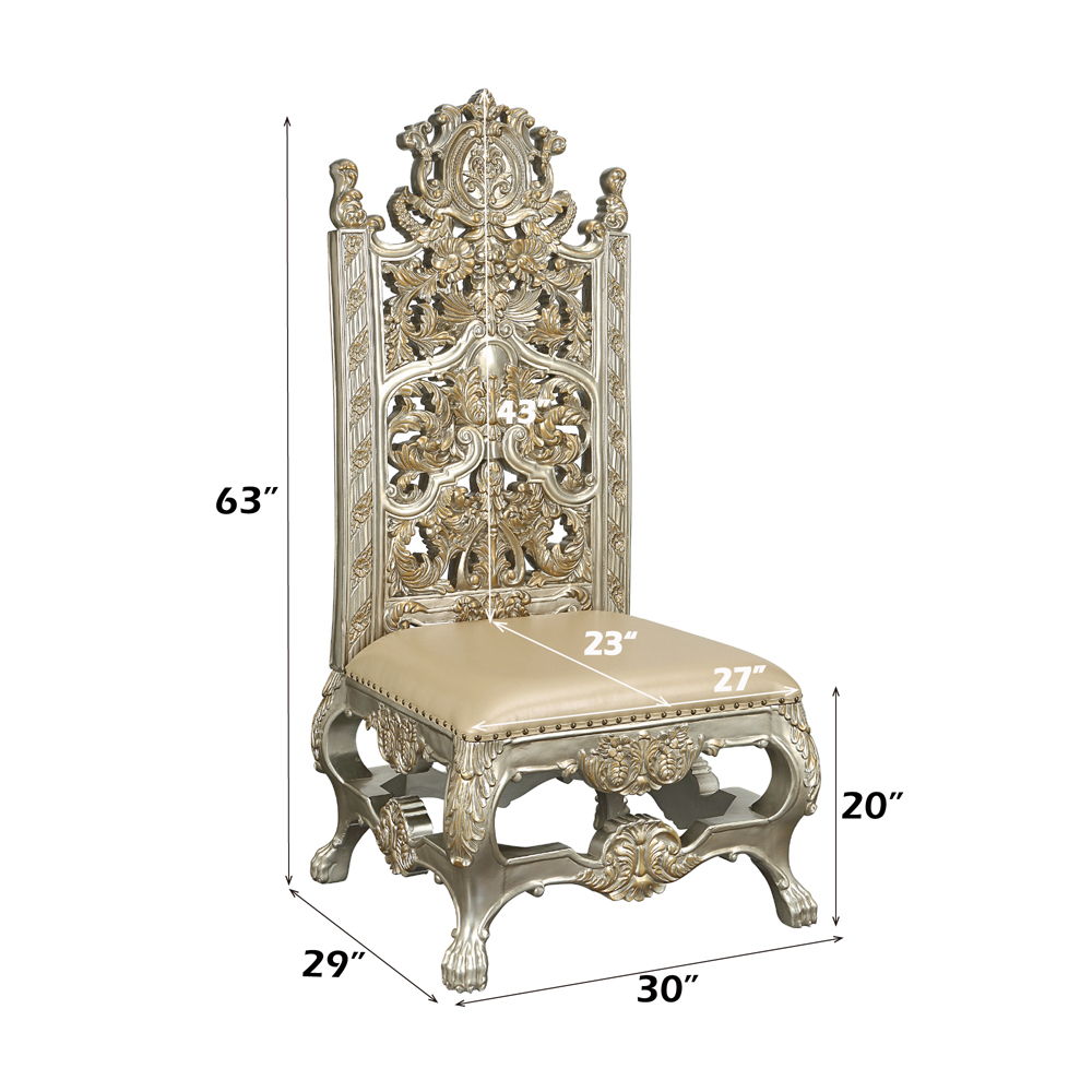 Danae - Side Chair (Set of 2) - Synthetic Leather , Champagne & Gold