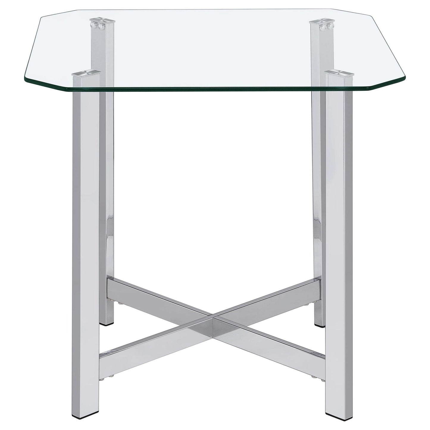 Cronin Square Tempered Glass Top Side End Table Chrome
