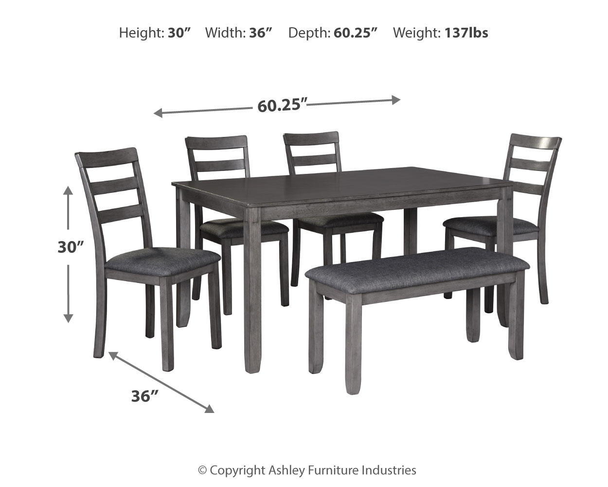 Bridson - RECT DRM Table Set (Set of 6) - Gray