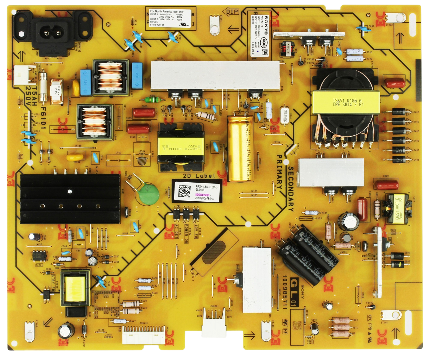 1-004-422-21 Sony Power Supply, 100985711, APS-434/B, KD-55X80J, KD55X79J, KD-55X85J, KD-55X80CJ, KD-55X80K