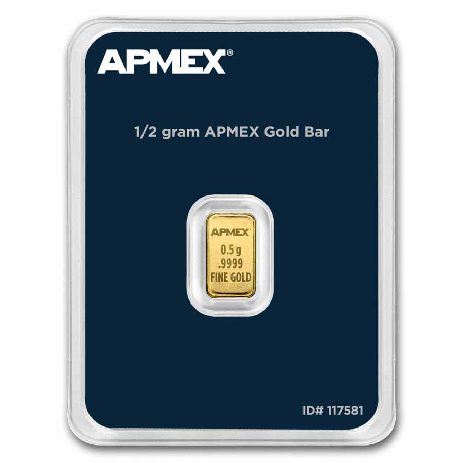 1/2 Gram Gold Bar .9999 Fine APMEX TEP 0.0161 Oz