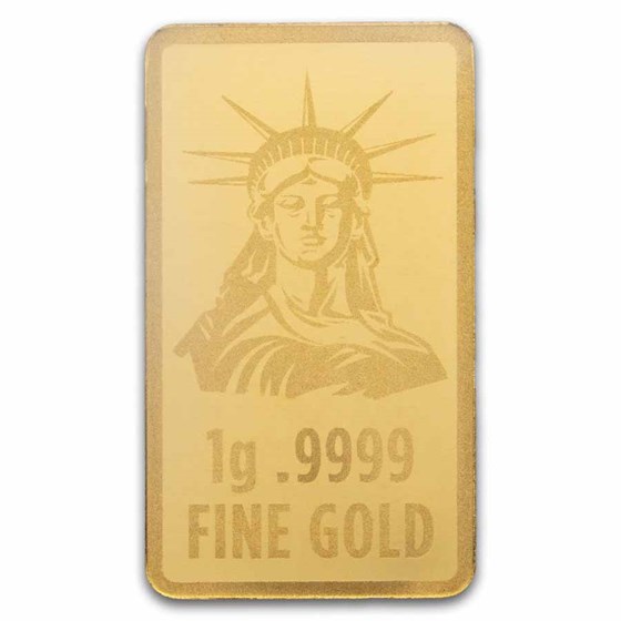 1 Gram Gold Bar 9Fine Mint American Flag Statue of Liberty .9999 Fine