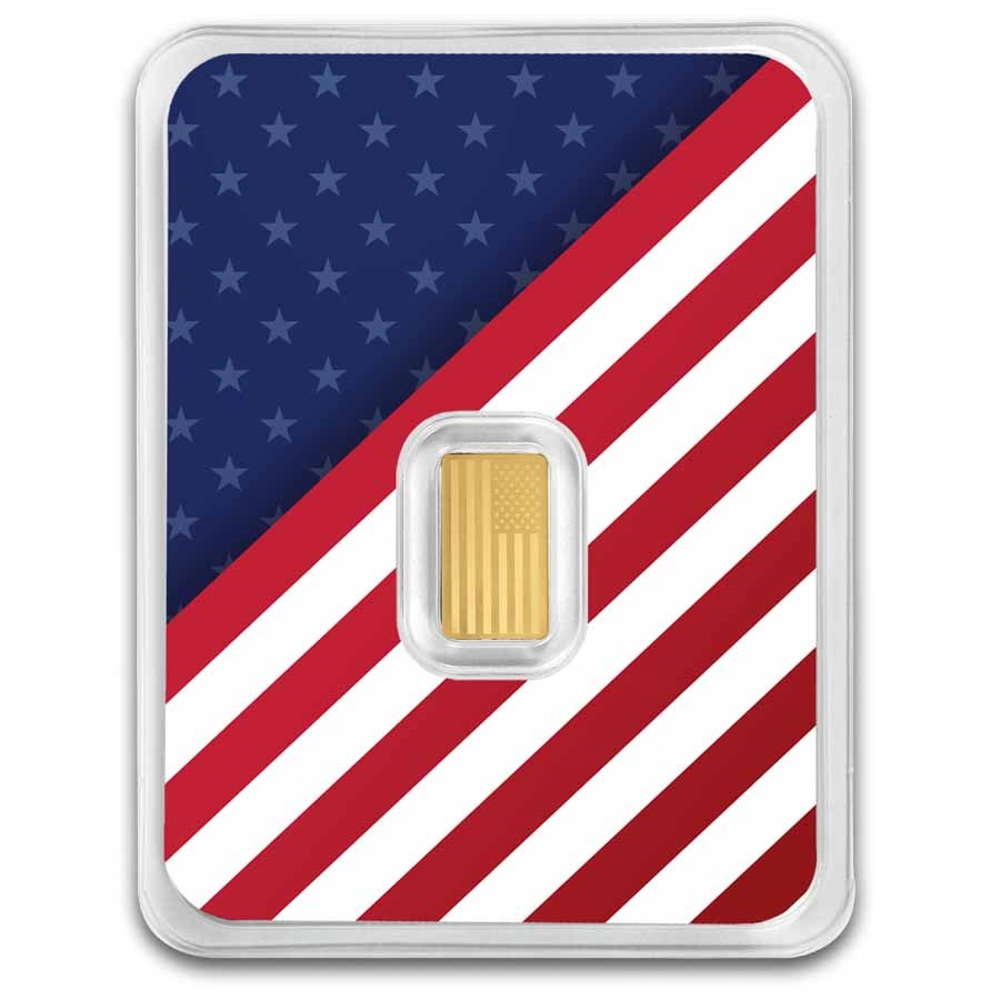 1 Gram Gold Bar 9Fine Mint American Flag Statue of Liberty .9999 Fine
