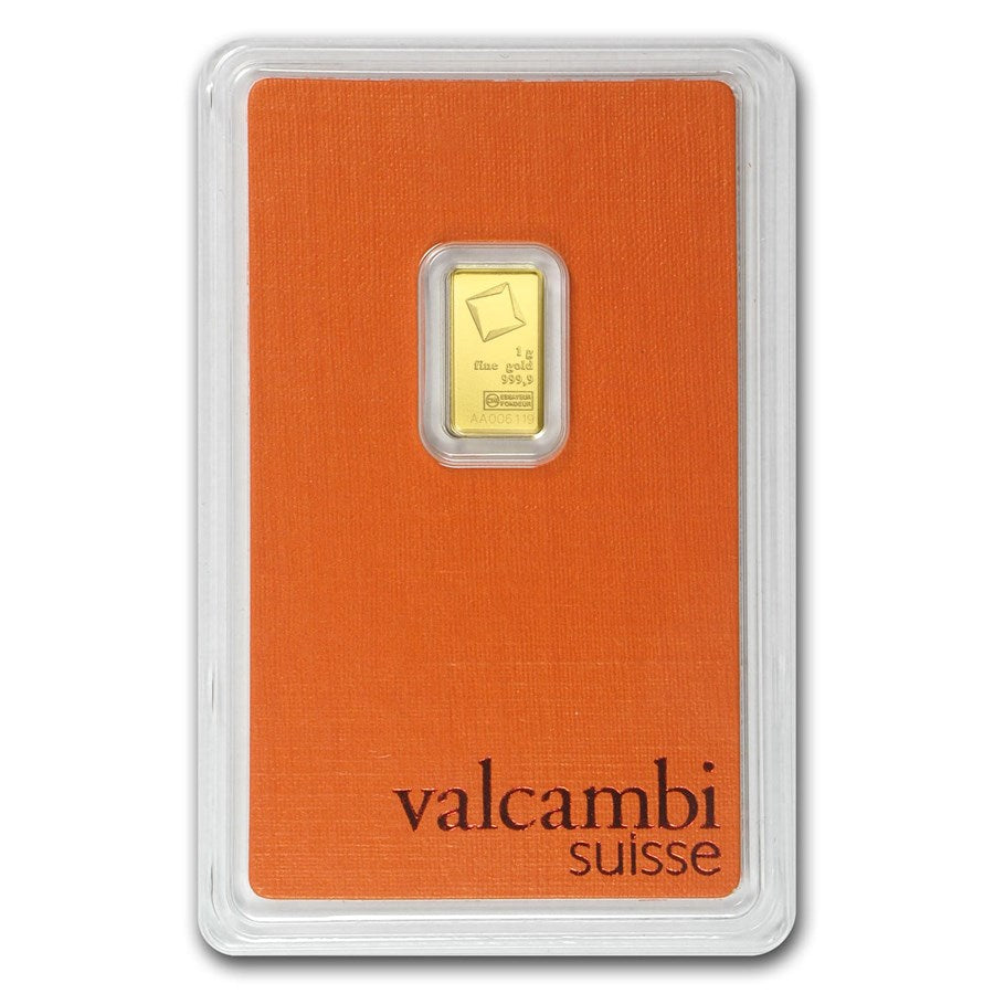 1 Gram Gold Bar Valcambi .9999 Fine In Assay