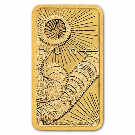 1 Gram Gold Dune Bar Perth Mint .9999 Fine In Assay 0.0322 Oz